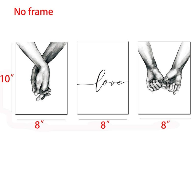 LSHDXD Hands Forever No Framed Canvas Wall Art,Love and Hand in Hand Minimalist Black and White Canvas Line Art Print Poster Sketch Art Line Painting for Bedroom - Image 2